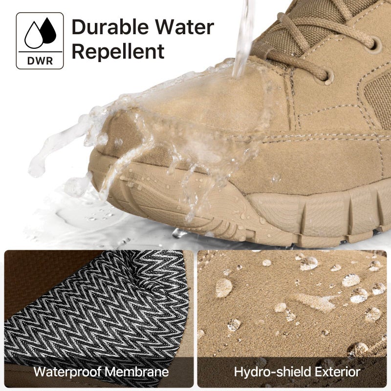 FREE SOLDIER Waterproof Hiking Work Boots Men's Tactical Boots 6 Inches Lightweight Military Boots Breathable Desert Boots (Tan, 7) - Image 2